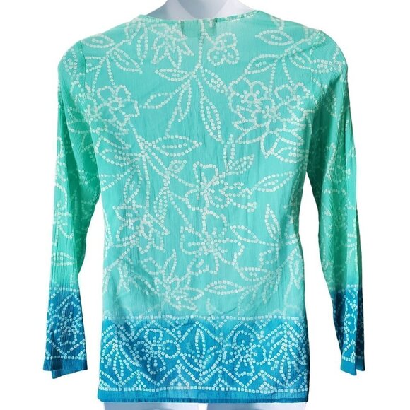 Jones New York Popover Split Neck Sparkly Buttons Long Sleeve Blouse Size Small - Picture 5 of 7